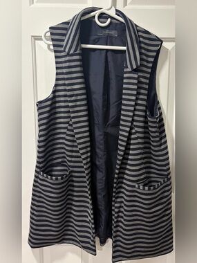The Limited Navy and Gray Striped Sleeveless Blazer Vest “Duster” - Size XL